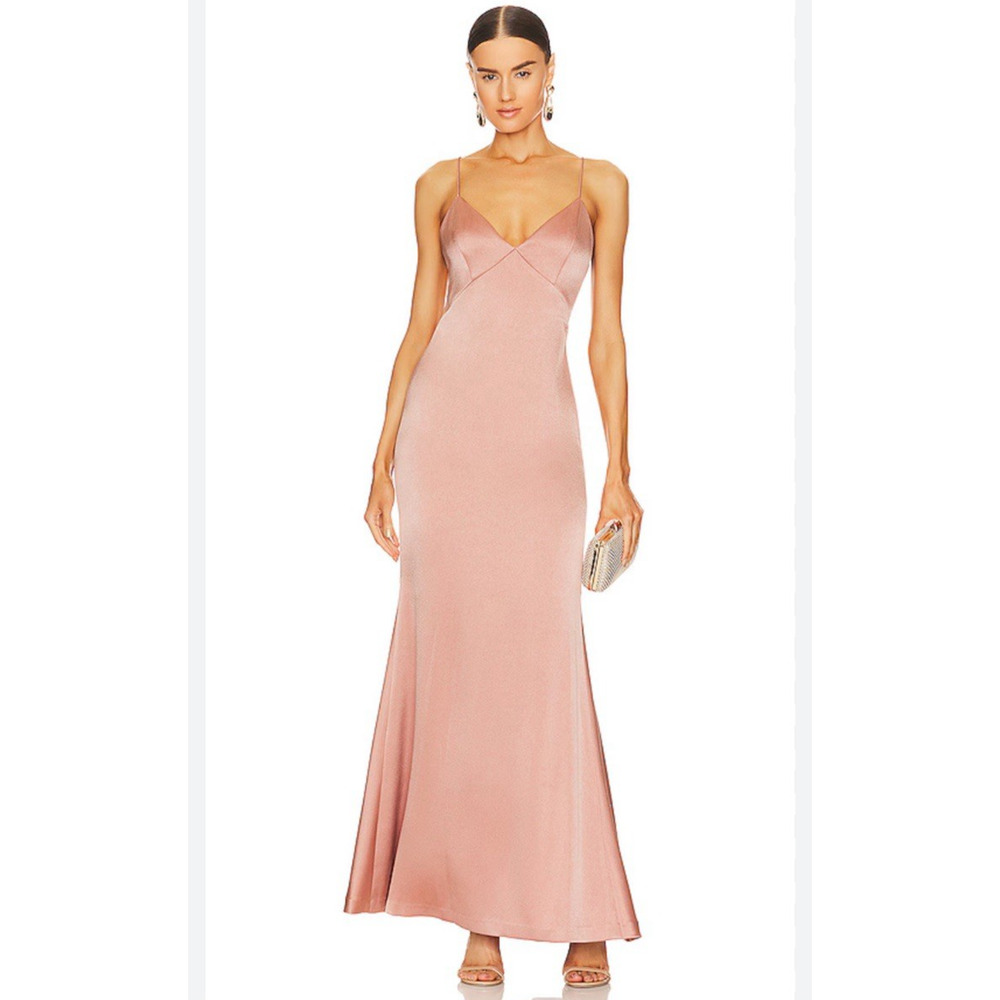 NWT Alice + Olivia Julietta V-Neck Slip Maxi Dress Burnt Rose Pink Size 6 Flaws